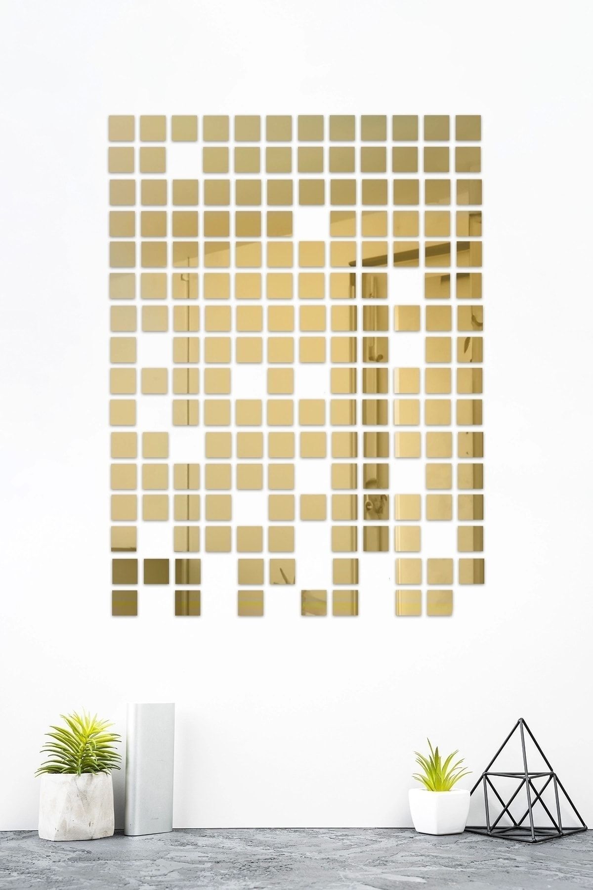 Dekoratif Antre Banyo Süs Mozaik 3x3cm Gold Aynalı Pleksi 100lü