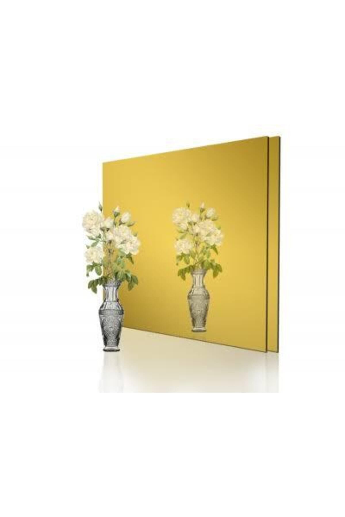 Dekoratif Kare Gold Ayna Pleksi Duvar Süsü Gold ( Yapışkanlı )