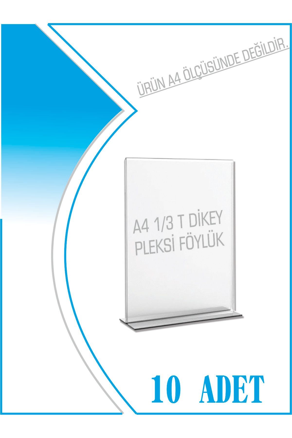 T Tipi 1/3 Kağıdı Boyutlu Dikey Pleksi Föylük 10 Adet