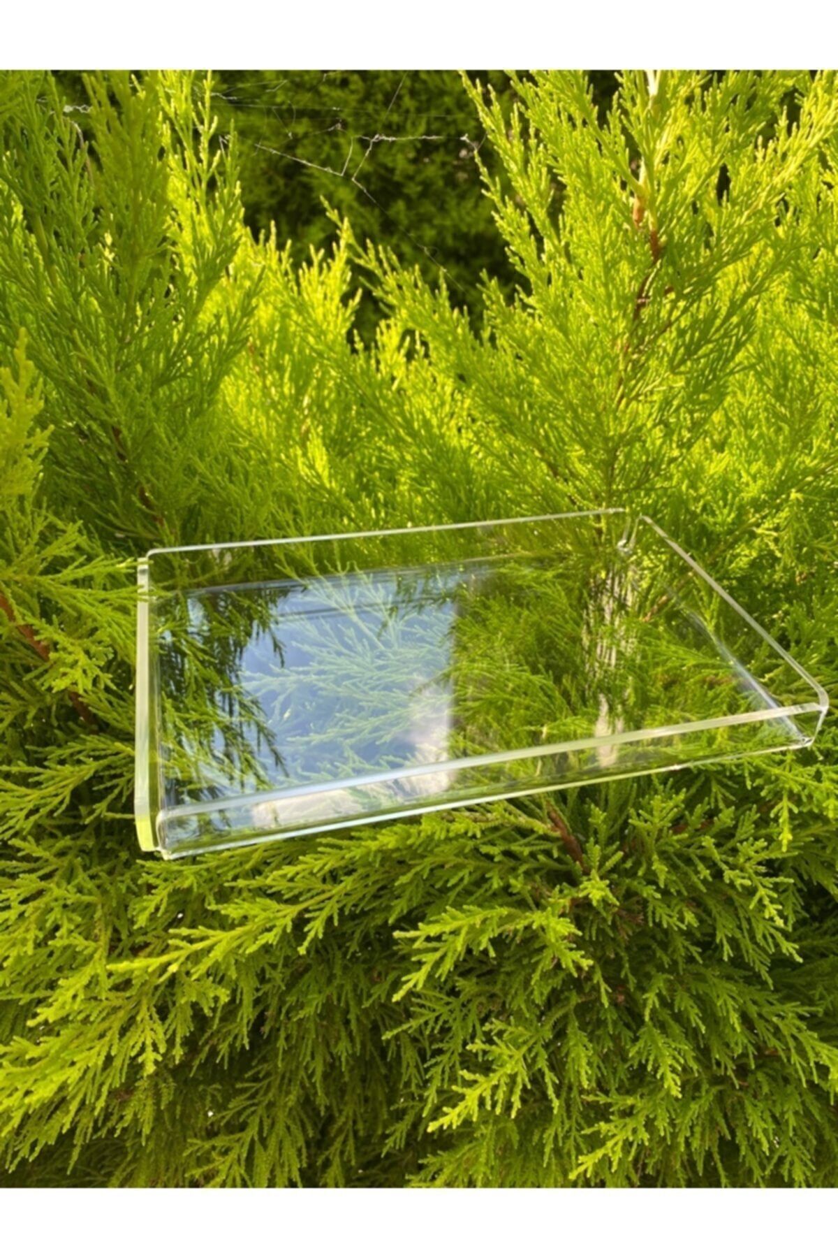 Nisba Ticaret Ürünü Pleksi Desensiz Düz Tek Kişilik 14*22 Cm Nisba Kahve Sunum Tepsisi