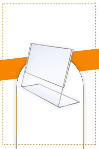 A4 L Tipi Yatay Masa Üstü 10'lu Paket  Şeffaf Pleksi Föylük / Broşürlük