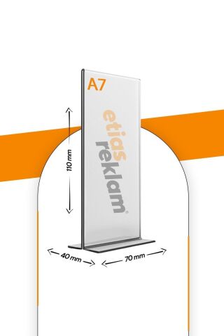 A7 T Tipi Dikey Masa Üstü 10'lu Paket / 2.8 Mm Şeffaf Pleksi Föylük / Broşürlük