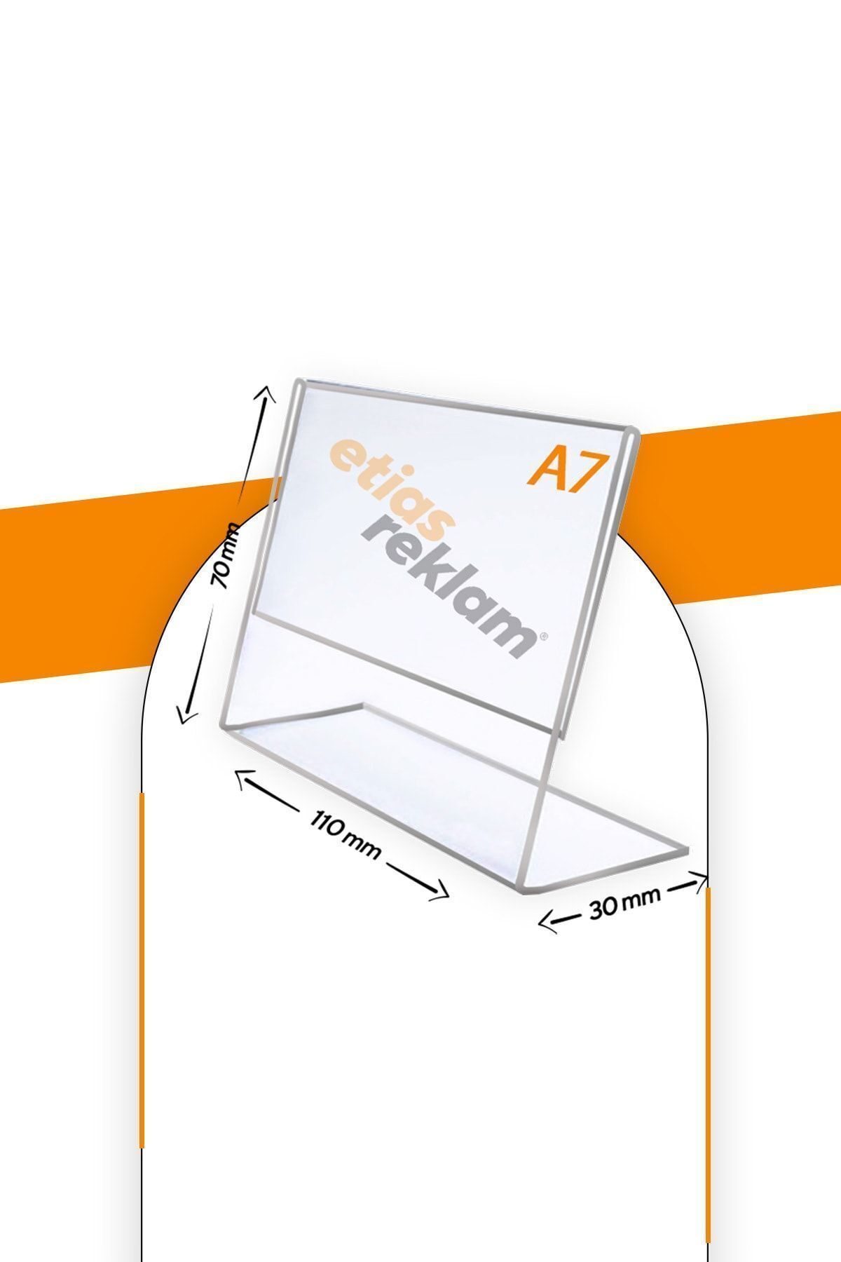 A7 L Tipi Yatay Masa Üstü 50'li Paket / Şeffaf Pleksi Föylük / Broşürlük