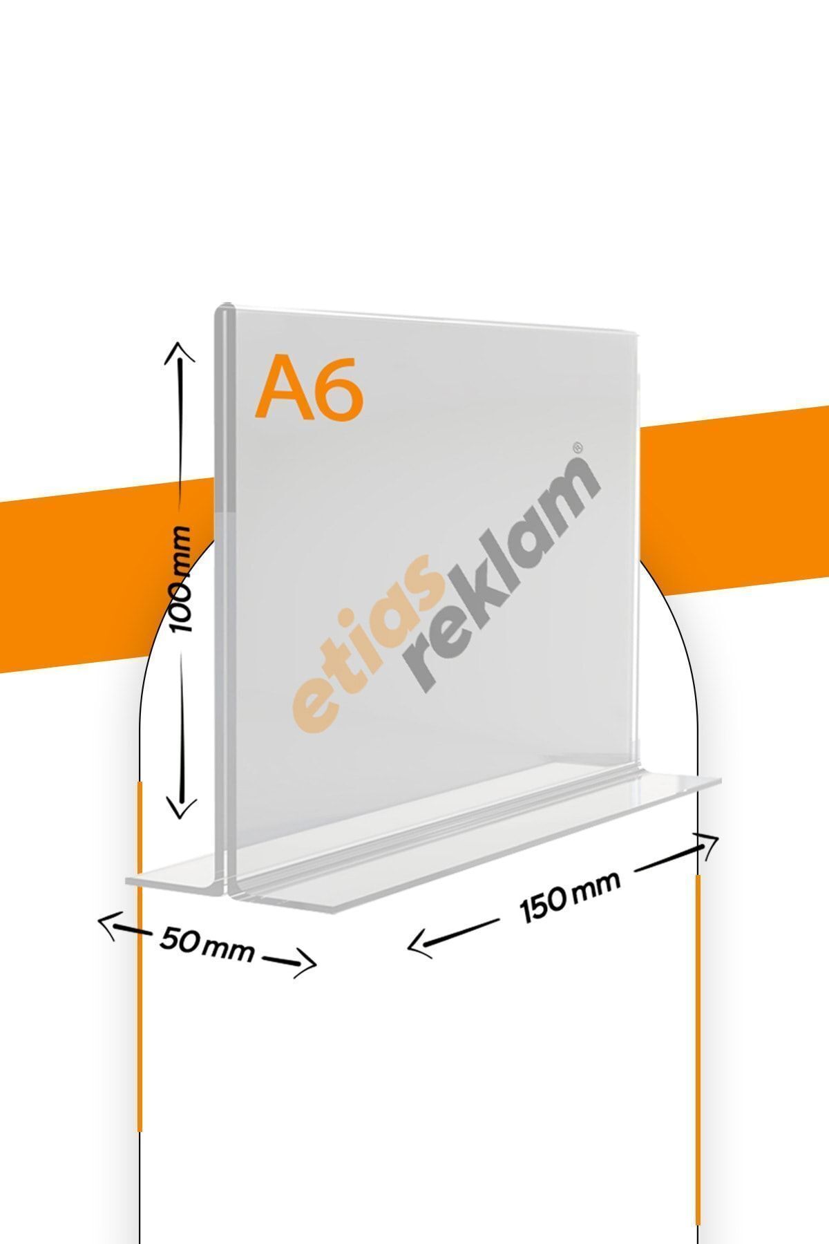 A6 T Tipi Yatay Masa Üstü 2.8 Mm Şeffaf Pleksi Föylük / Broşürlük