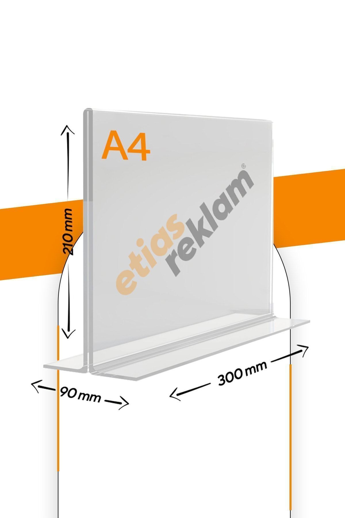 A4 T Tipi Yatay Masa Üstü 20'li Paket / 2.8 Mm Şeffaf Pleksi Föylük / Broşürlük