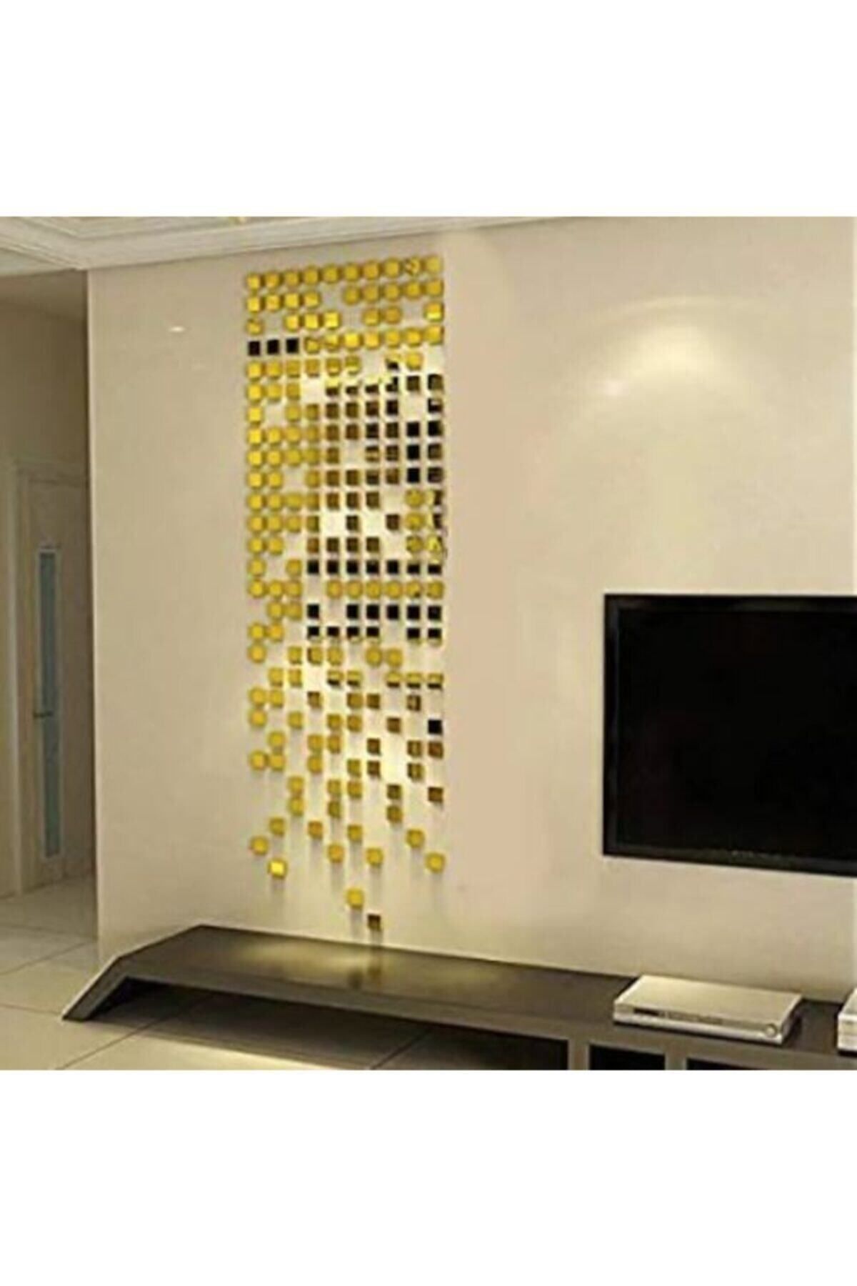 Dekor Süs Mozaık Ayna 200x Adet Pleksi Dekoratif Gold Antre Banyo
