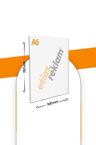 A6 U Tipi Dikey Masa Üstü 10'lu Paket / 2.8 Mm Şeffaf Pleksi Föylük / Broşürlük