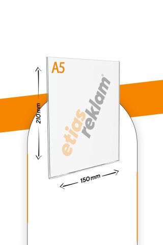 A5 U Tipi Dikey Masa Üstü 50'li Paket Şeffaf Pleksi Föylük / Broşürlük