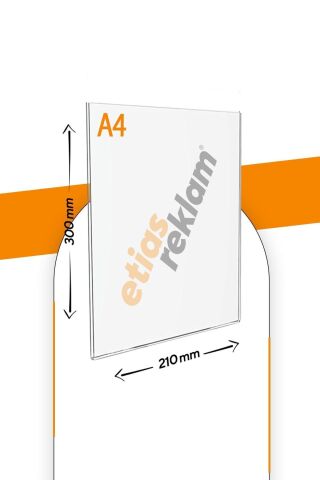A4 U Tipi Dikey Masa Üstü 10'lu Paket / Şeffaf Pleksi Föylük / Broşürlük