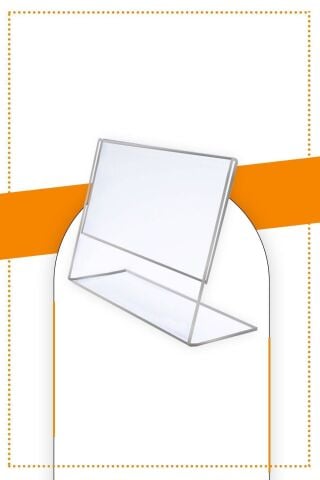 A4 L Tipi Yatay Masa Üstü 50'li Paket 2.8 mm Şeffaf Pleksi Föylük Broşürlük