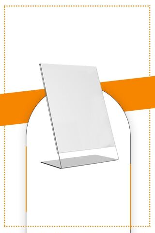 A4 L Tipi Dikey Masa Üstü 10'lu Paket / Şeffaf Pleksi Föylük / Broşürlük