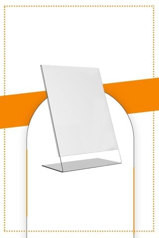 A4 L Tipi Dikey Masa Üstü 50'li Paket / Şeffaf Pleksi Föylük / Broşürlük