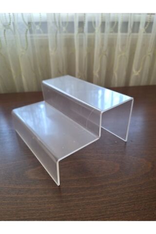 Pleksi 2 Katlı Merdiven Stand 3 Mm Şeffaf( 2 Basamak En 20cm ) Akrilik Pleksi