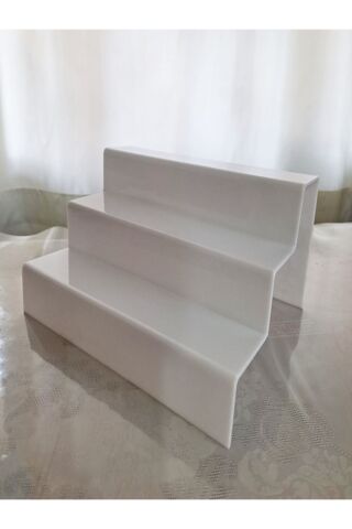 Pleksi Merdiven 3 Mm BEYAZ (20 Cm Genişlik) 3 Katlı Stand BAHARATLIK BARDAKLIK ÜRÜN YÜKSELTİCİ RAF