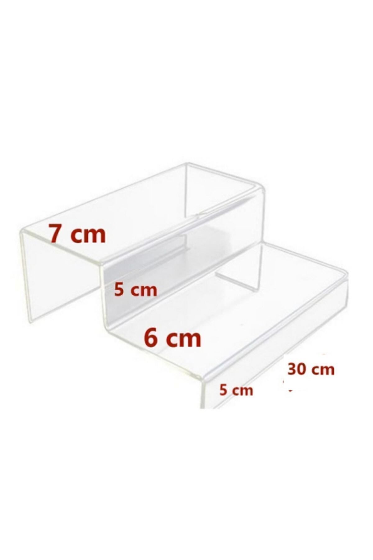 2 Basamaklı(2 KADEMELİ) Pleksi Şeffaf Merdiven Sergileme Standı 30 Cm