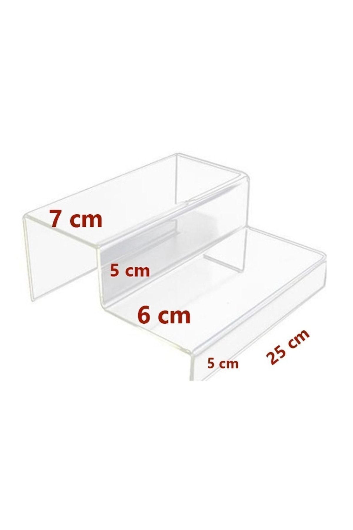 Pleksi Şeffaf Merdiven Sergileme Standı 2 Basamaklı(KADEMELİ) 25 Cm Genişlik