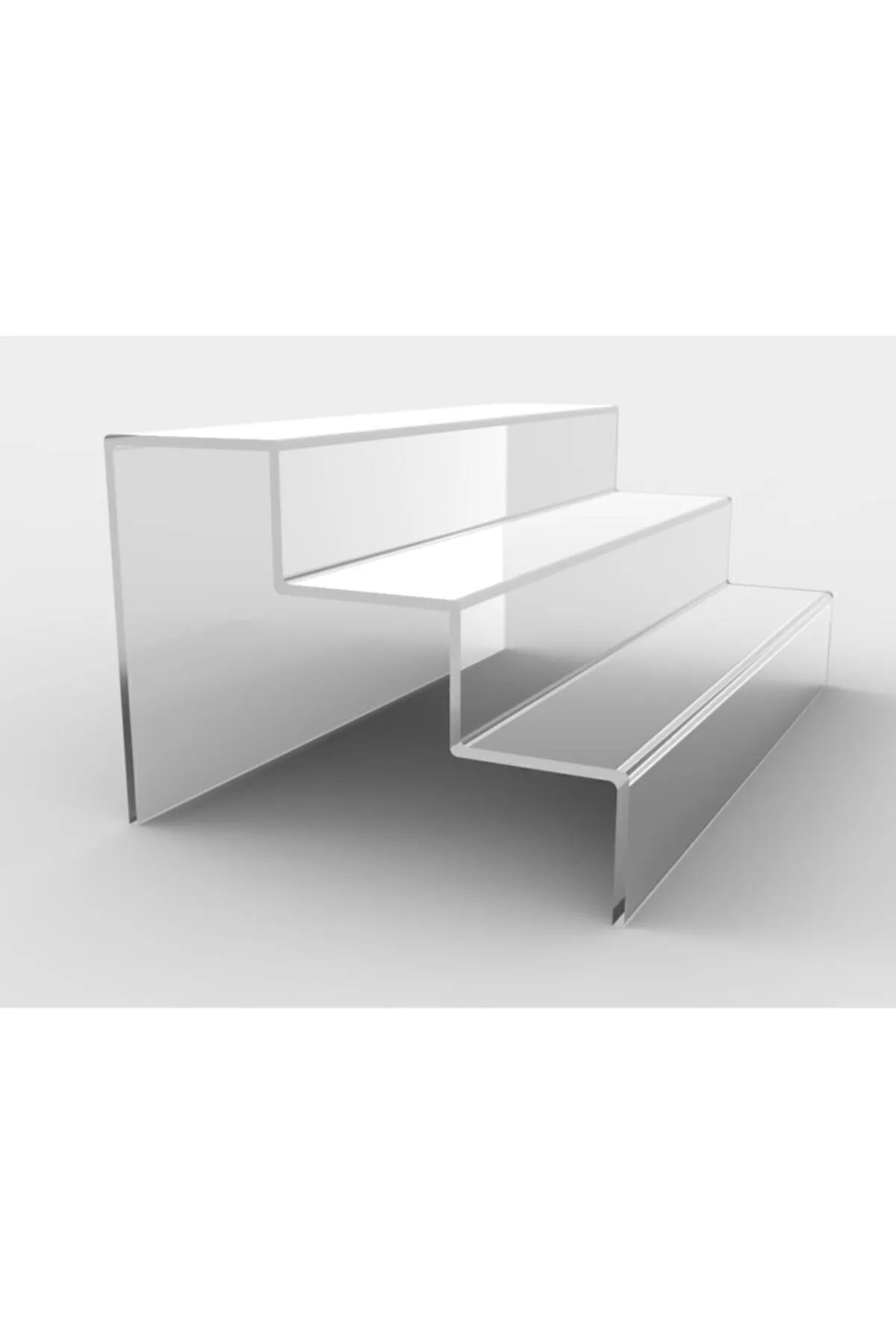 Pleksi Stand 3 Mm Pleksi Şeffaf Merdiven Sergileme Standı (3 BASAMAK EN 35 CM) Akrilik