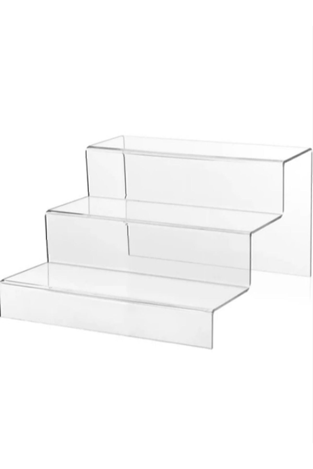 Pleksi Merdiven Raf 3 Mm Şeffaf3 (30 CM GENİŞLİK) 3 Katlı Stand