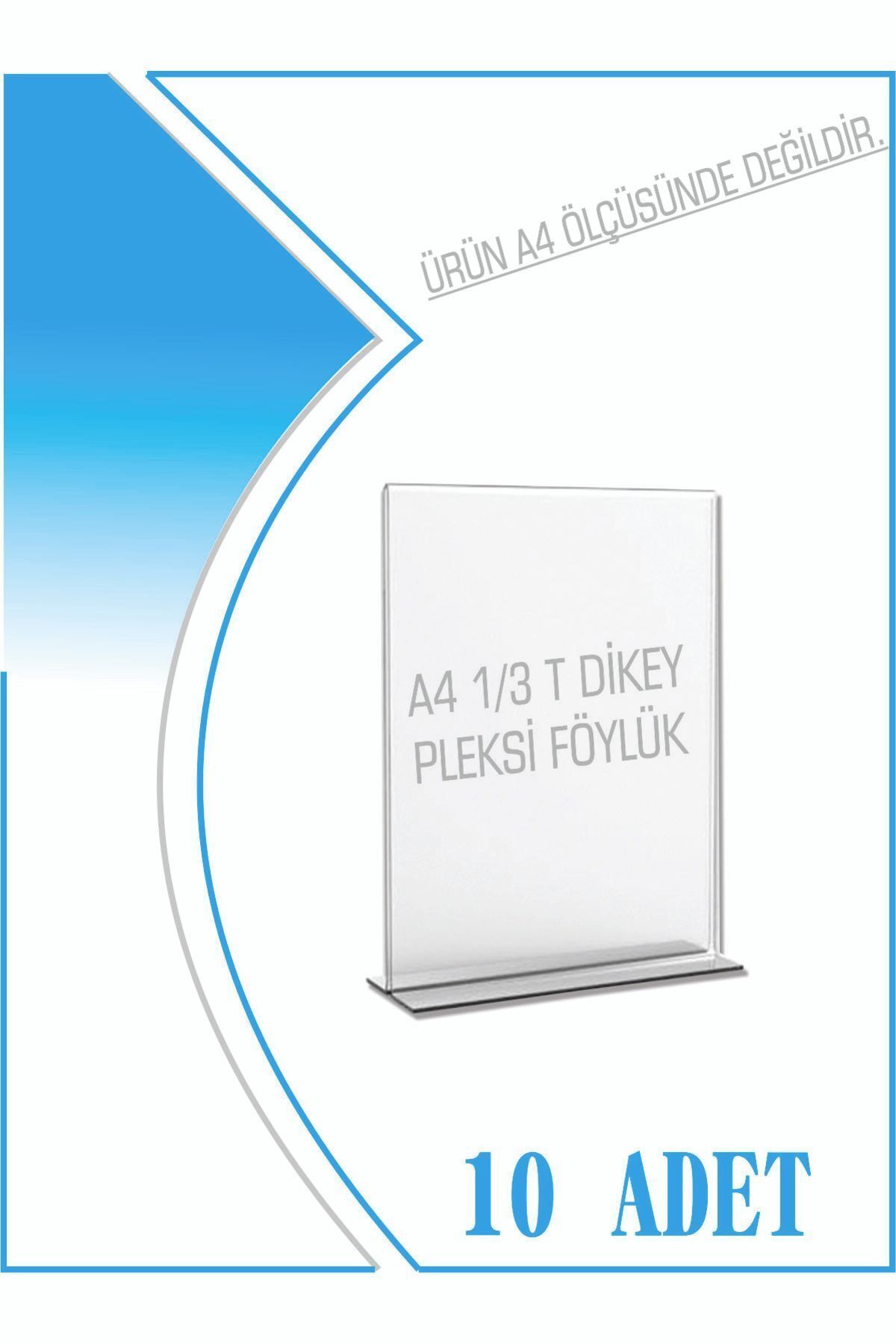 T Tipi 1/3 Kağıdı Boyutlu Dikey Pleksi Föylük 10 Adet