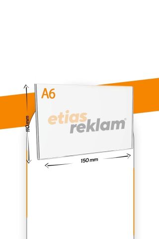 A6 U Tipi Yatay Masa Üstü 10'lu Paket / Şeffaf Pleksi Föylük / Broşürlük