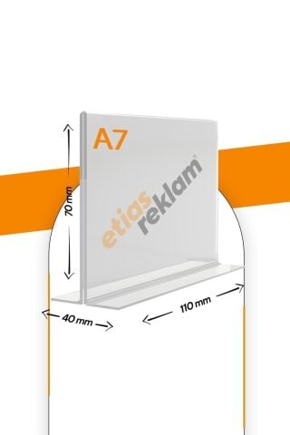 A7 T Tipi Yatay Masa Üstü 50'li Paket / 2.8 Mm Şeffaf Pleksi Föylük / Broşürlük