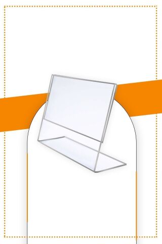 A5 L Tipi Yatay Masa Üstü 20'li Paket Şeffaf Pleksi Föylük / Broşürlük