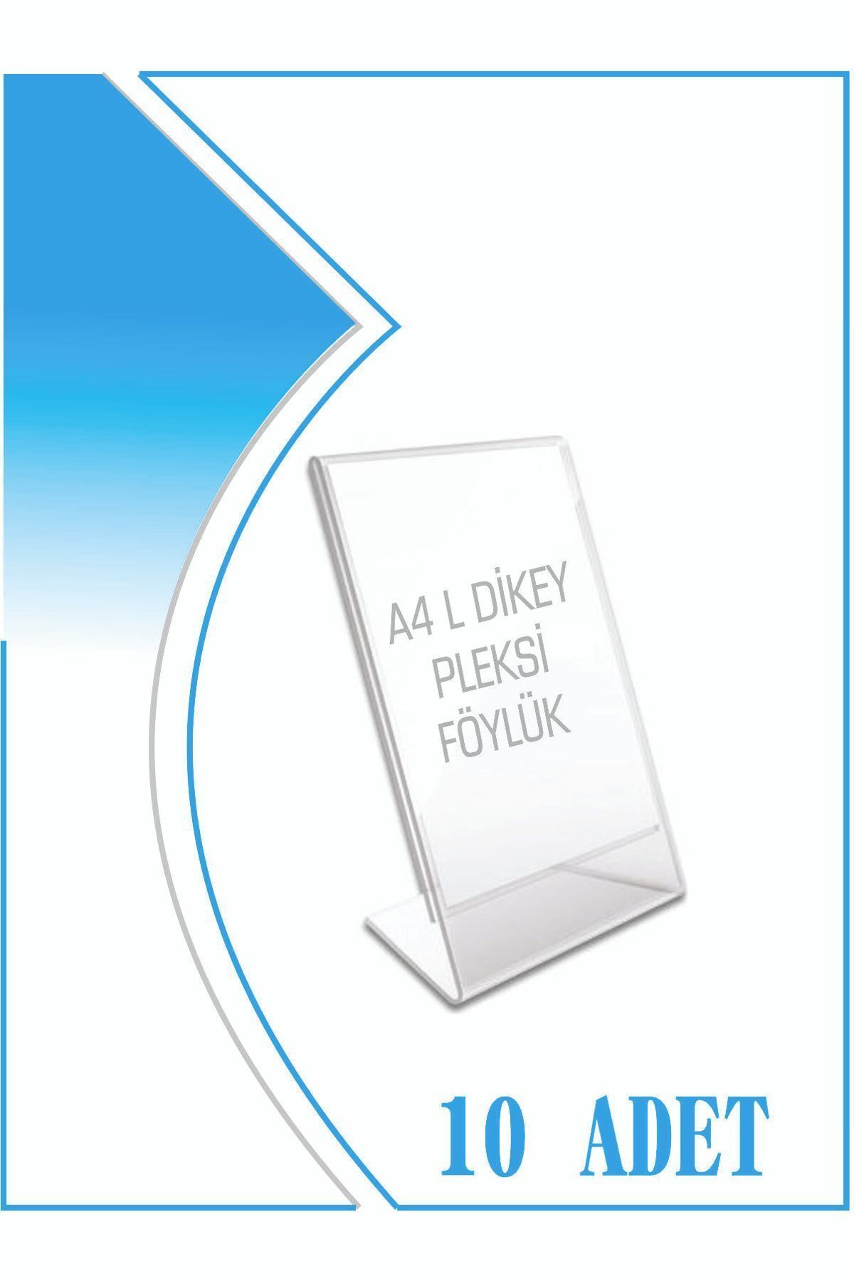 L Tipi A4 Kağıdı Boyutlu Dikey Pleksi Föylük 10 Adet