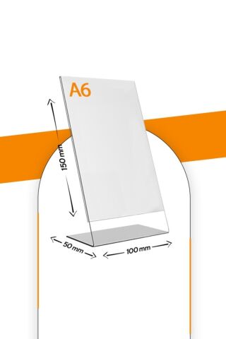 A6 L Tipi Dikey Masa Üstü 2.8 Mm Şeffaf Pleksi Föylük / Broşürlük - DS-706