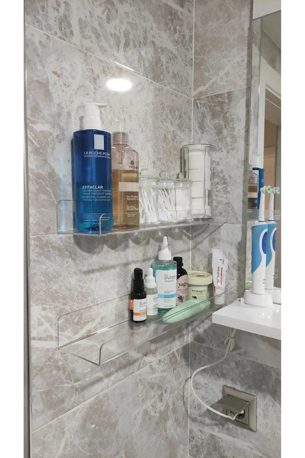 Banyo Düzenleyici Pleksi Raf 40 cm x 10 cm ÇİFT TARAFLI BANT HEDİYE